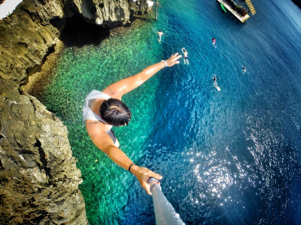 Cliff diving Boracay Island